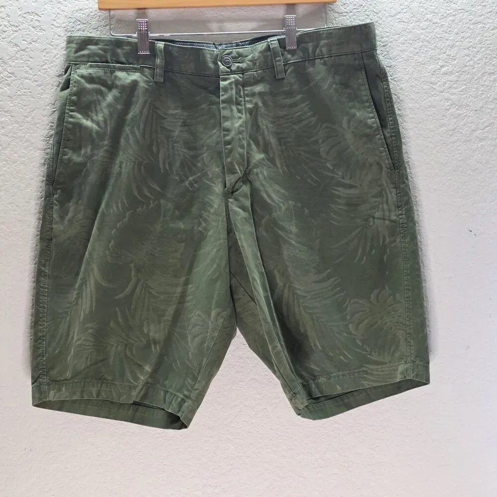 Banana Republic Emerson Short Men’s 36 Green Tropical Leaf Print Cotton Chino